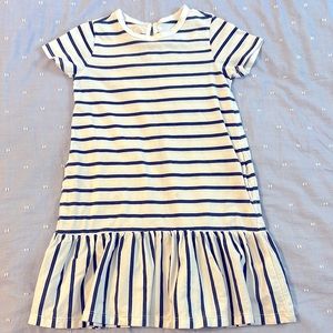 Primary blue and white striped cotton dress. Size 4-5